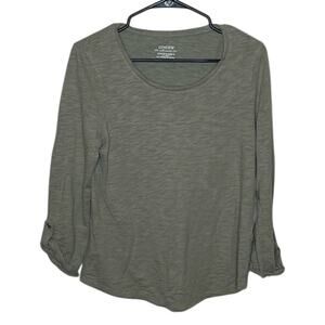 Chico's The Ultimate Tee sage green roll tab long sleeves size 0 (s) scoop neck